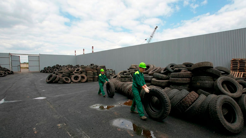 Used tire collection and ecological recycling process for sustainable production